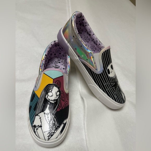 NwOt; Disney Shoes The Nightmare Before Christmas Jack & Sally Slip On Sneakers - Picture 3 of 9
